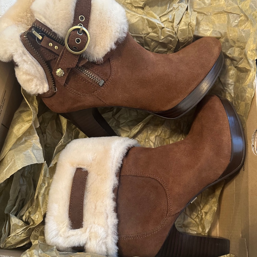 UGG Shearling-Lined Suede Boots – Size 6